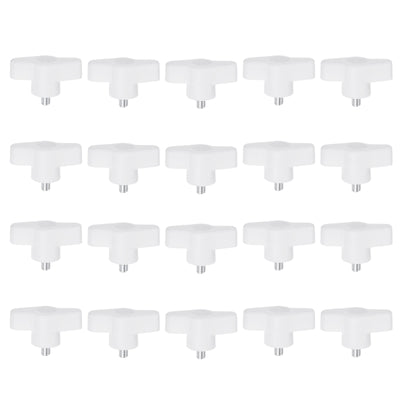 Harfington 20pcs Wing Knobs M5 x 8mm Tee Stud Knob Thumb Screw Hand Clamping Handle White