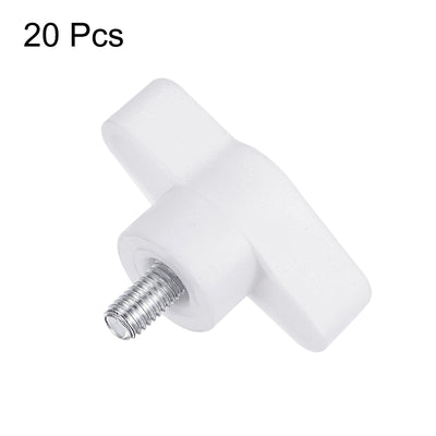 Harfington 20pcs Wing Knobs M5 x 10mm Tee Stud Knob Thumb Screw Hand Clamping Handle White