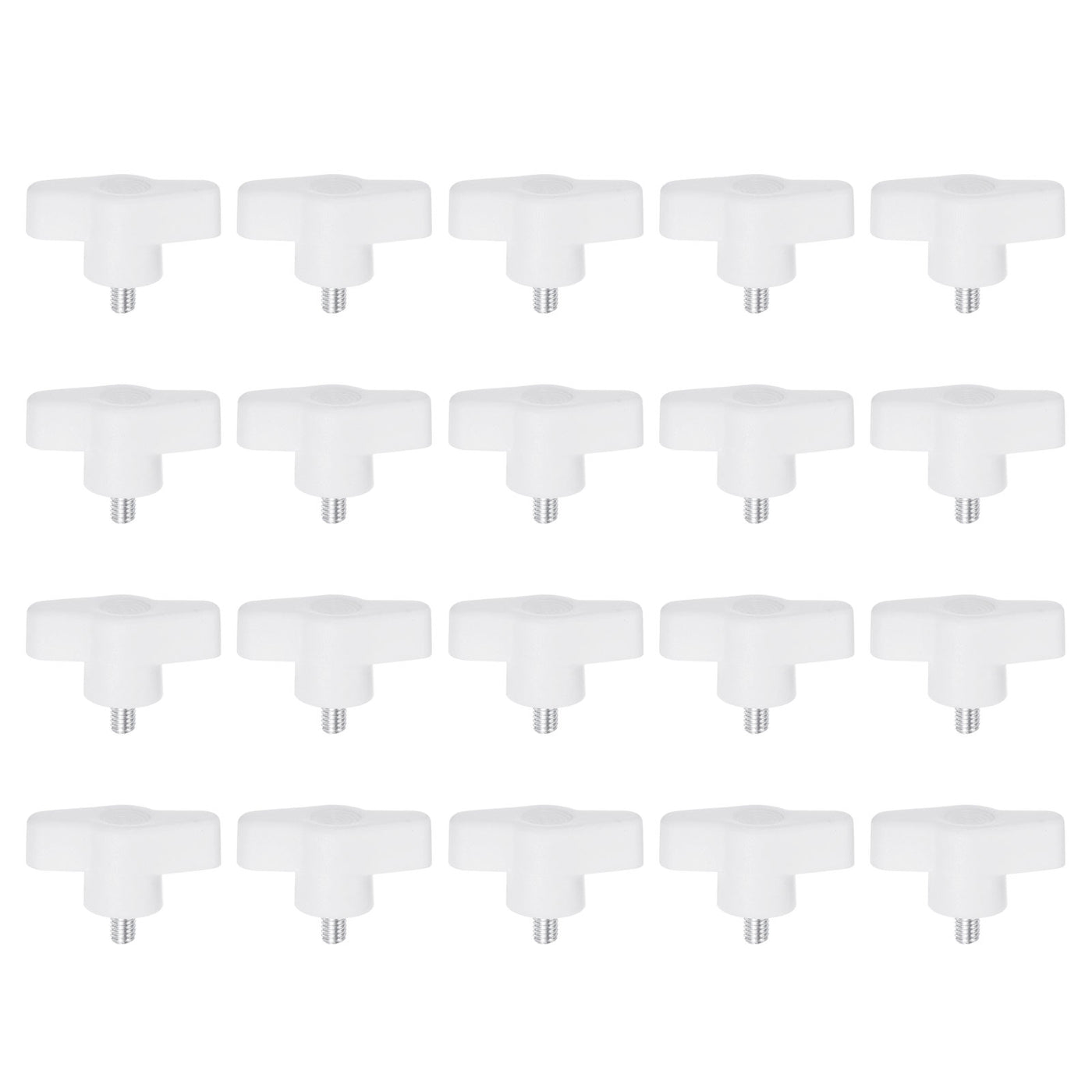 Harfington 20pcs Wing Knobs M5 x 10mm Tee Stud Knob Thumb Screw Hand Clamping Handle White