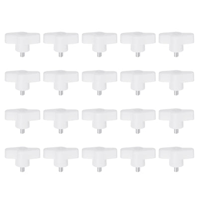 Harfington 20pcs Wing Knobs M5 x 10mm Tee Stud Knob Thumb Screw Hand Clamping Handle White