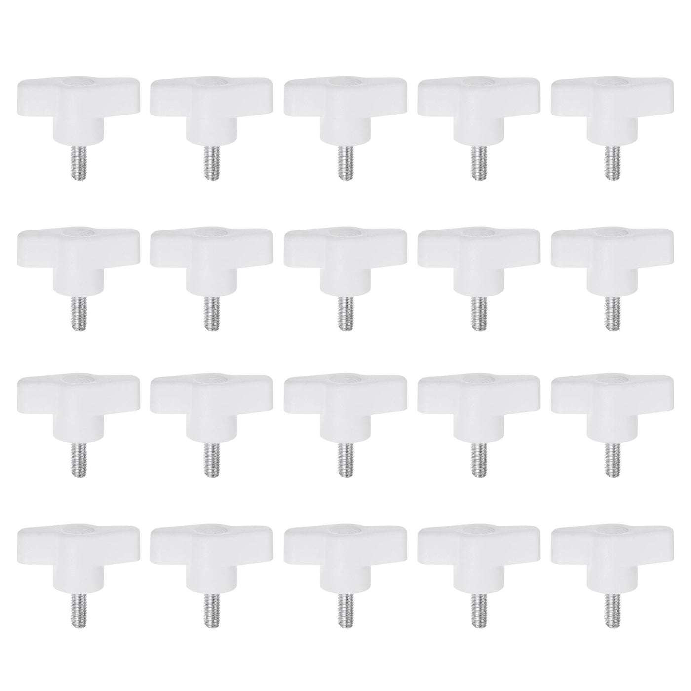 Harfington 20pcs Wing Knobs M5 x 12mm Tee Stud Knob Thumb Screw Hand Clamping Handle White