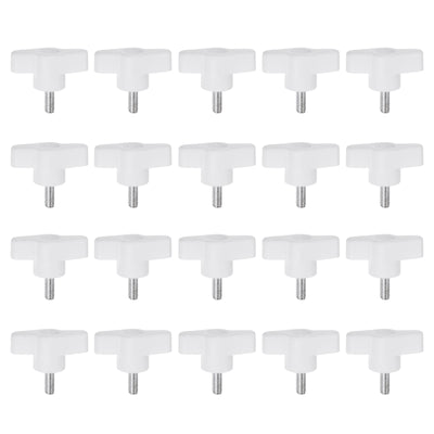 Harfington 20pcs Wing Knobs M5 x 12mm Tee Stud Knob Thumb Screw Hand Clamping Handle White