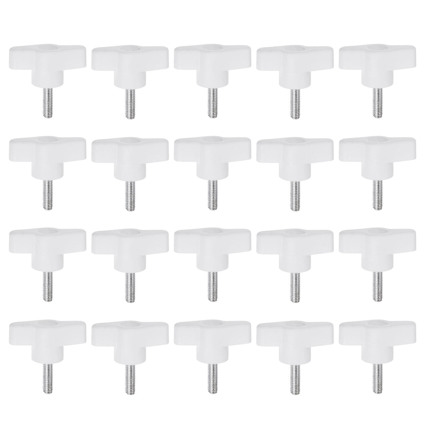 Harfington 20pcs Wing Knobs M5 x 16mm Tee Stud Knob Thumb Screw Hand Clamping Handle White