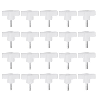 Harfington 20pcs Wing Knobs M5 x 16mm Tee Stud Knob Thumb Screw Hand Clamping Handle White