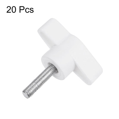 Harfington 20pcs Wing Knobs M5 x 20mm Tee Stud Knob Thumb Screw Hand Clamping Handle White