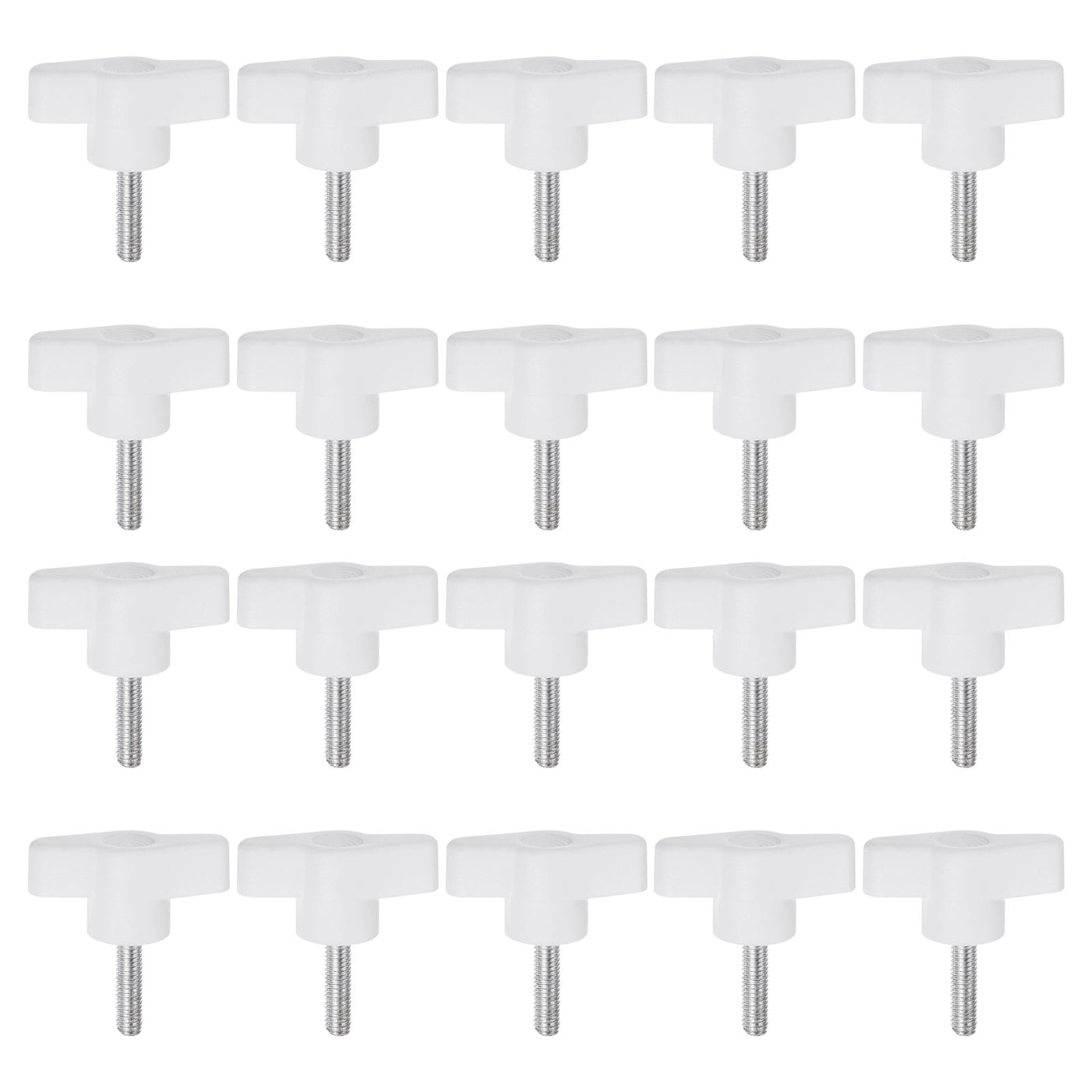 Harfington 20pcs Wing Knobs M5 x 20mm Tee Stud Knob Thumb Screw Hand Clamping Handle White