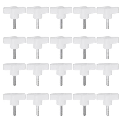 Harfington 20pcs Wing Knobs M5 x 20mm Tee Stud Knob Thumb Screw Hand Clamping Handle White