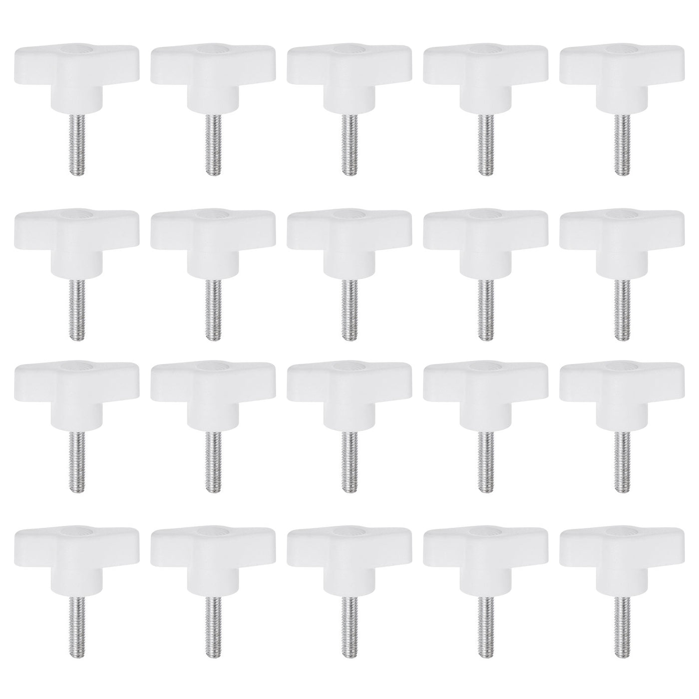 Harfington 20pcs Wing Knobs M5 x 25mm Tee Stud Knob Thumb Screw Hand Clamping Handle White