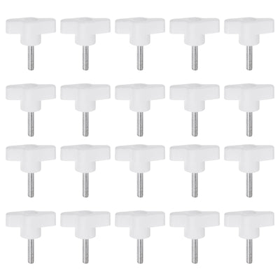 Harfington 20pcs Wing Knobs M5 x 25mm Tee Stud Knob Thumb Screw Hand Clamping Handle White