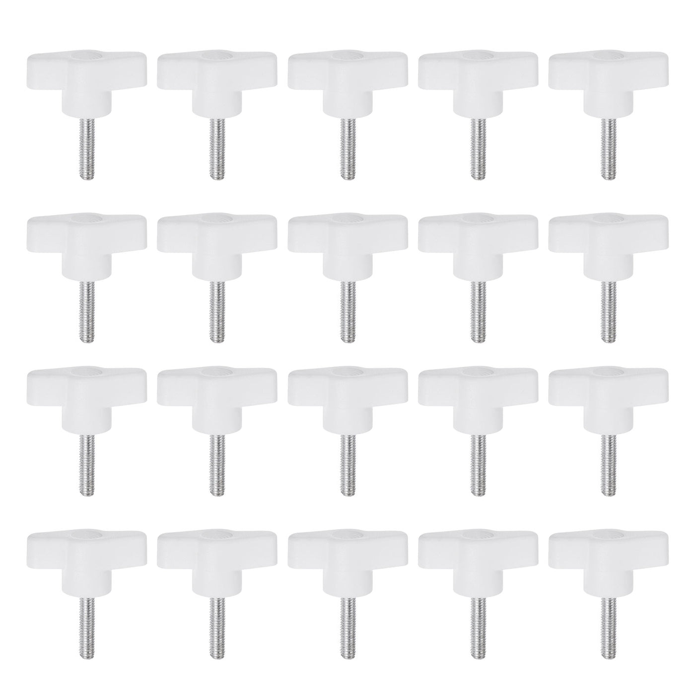 Harfington 20pcs Wing Knobs M5 x 30mm Tee Stud Knob Thumb Screw Hand Clamping Handle White