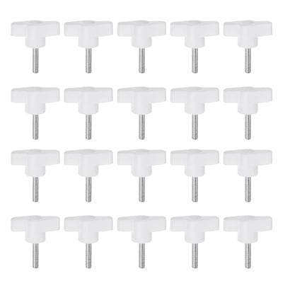 Harfington 20pcs Wing Knobs M5 x 30mm Tee Stud Knob Thumb Screw Hand Clamping Handle White