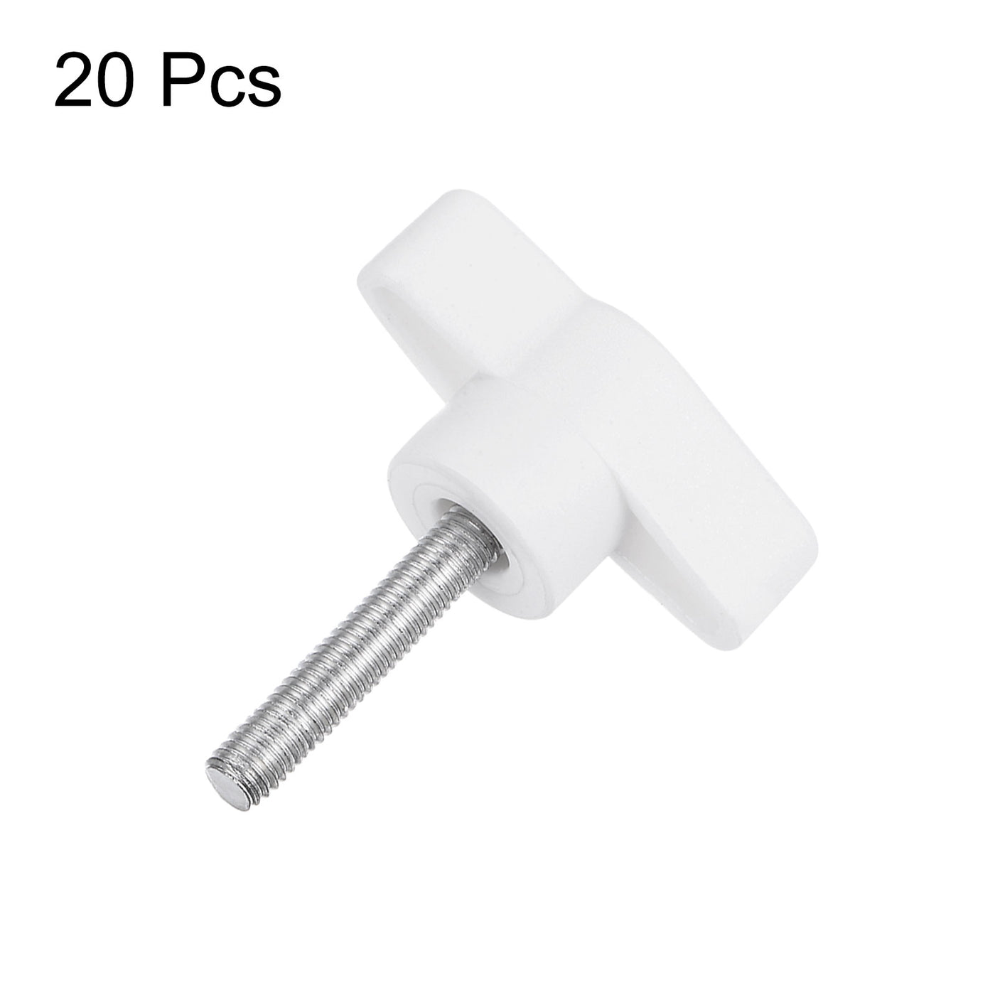 Harfington 20pcs Wing Knobs M5 x 40mm Tee Stud Knob Thumb Screw Hand Clamping Handle White