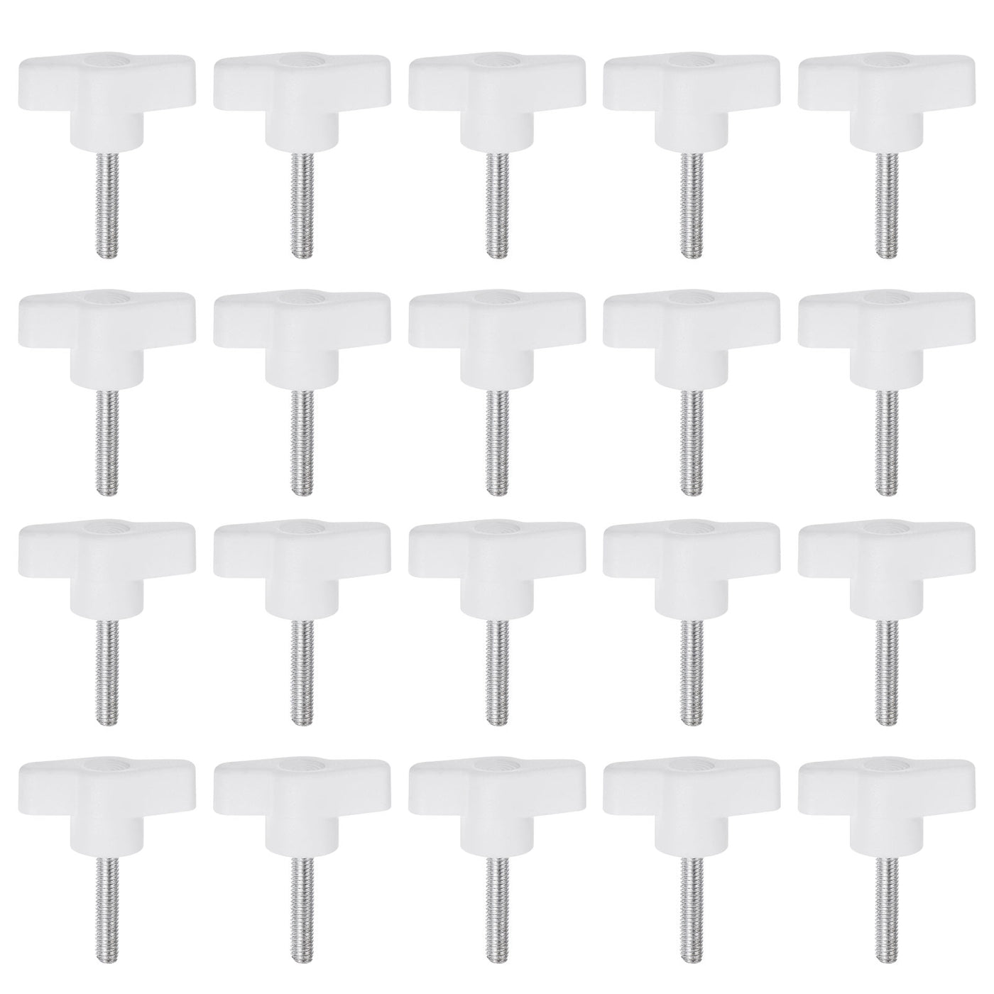 Harfington 20pcs Wing Knobs M5 x 40mm Tee Stud Knob Thumb Screw Hand Clamping Handle White