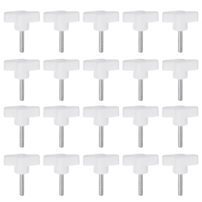 Harfington 20pcs Wing Knobs M5 x 40mm Tee Stud Knob Thumb Screw Hand Clamping Handle White