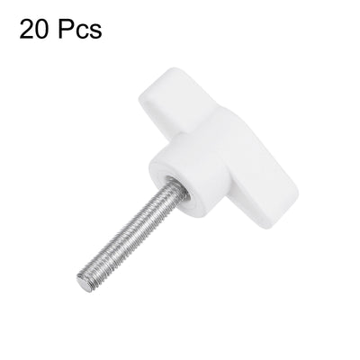 Harfington 20pcs Wing Knobs M5 x 45mm Tee Stud Knob Thumb Screw Hand Clamping Handle White