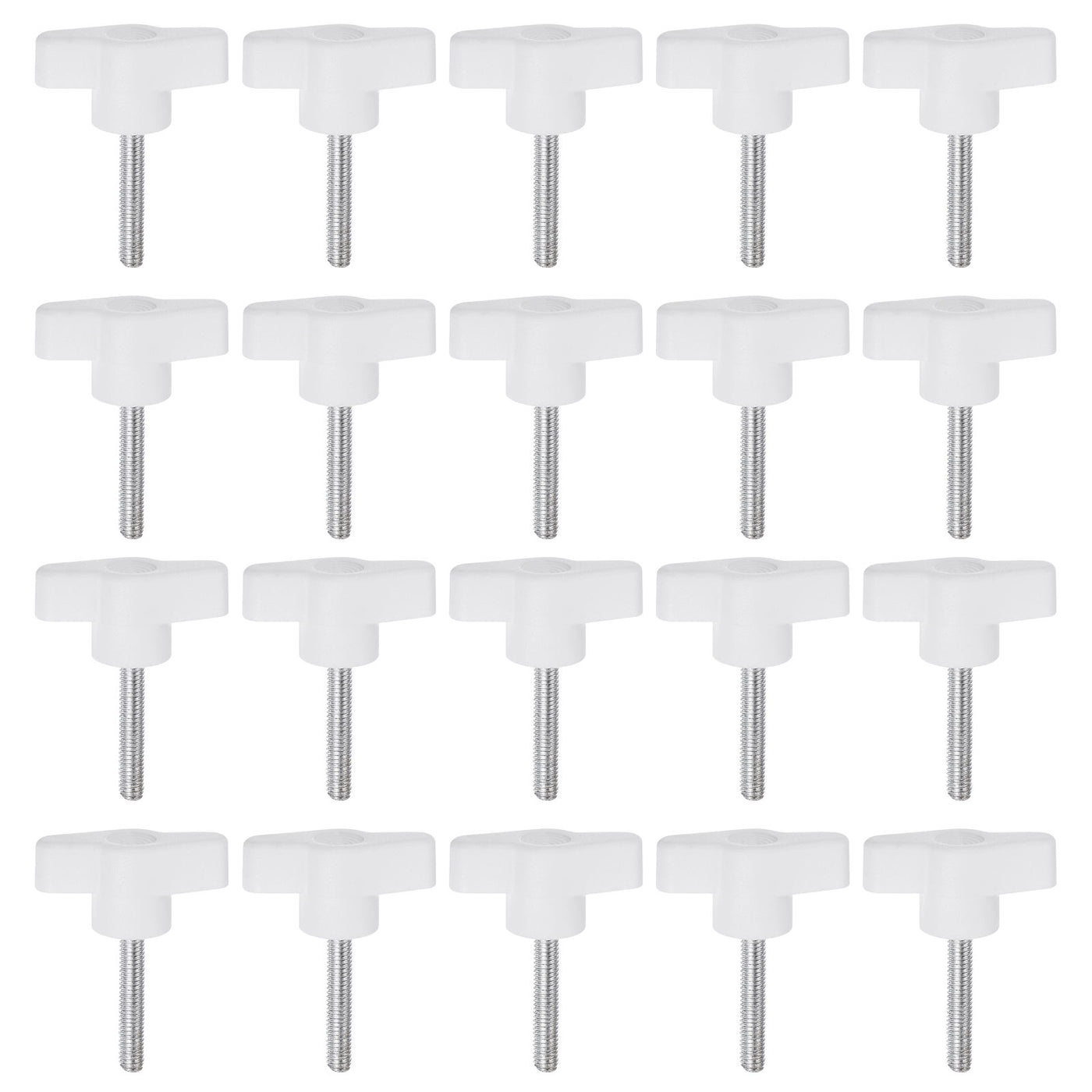 Harfington 20pcs Wing Knobs M5 x 45mm Tee Stud Knob Thumb Screw Hand Clamping Handle White