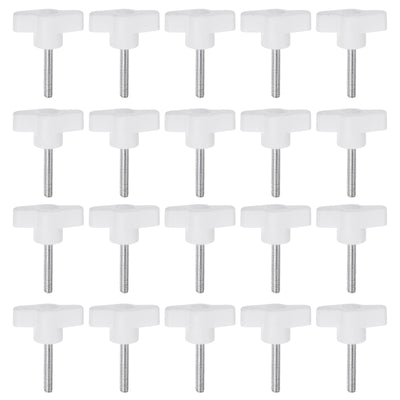 Harfington 20pcs Wing Knobs M5 x 45mm Tee Stud Knob Thumb Screw Hand Clamping Handle White