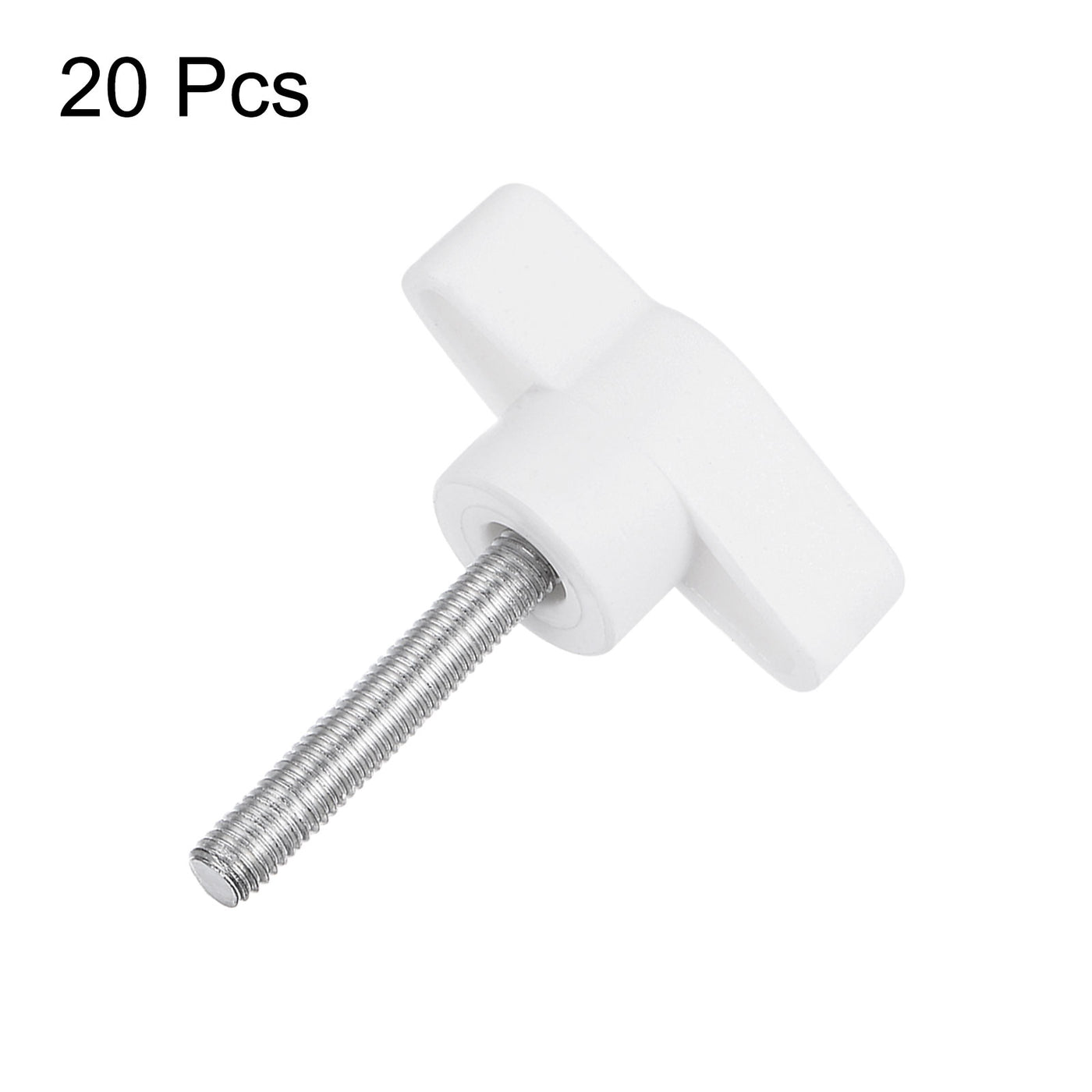 Harfington 20pcs Wing Knobs M5 x 50mm Tee Stud Knob Thumb Screw Hand Clamping Handle White