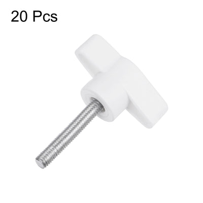 Harfington 20pcs Wing Knobs M5 x 50mm Tee Stud Knob Thumb Screw Hand Clamping Handle White