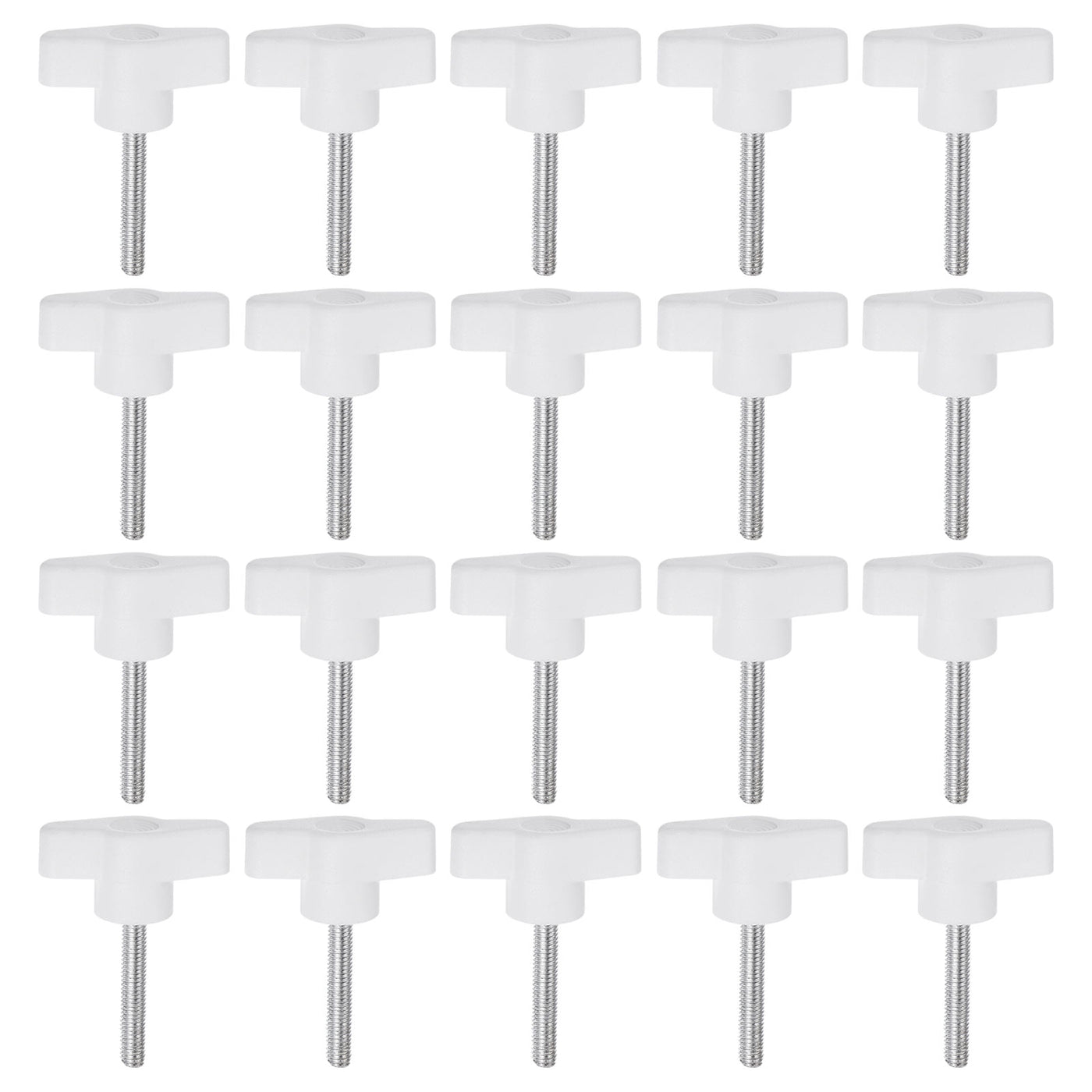 Harfington 20pcs Wing Knobs M5 x 50mm Tee Stud Knob Thumb Screw Hand Clamping Handle White