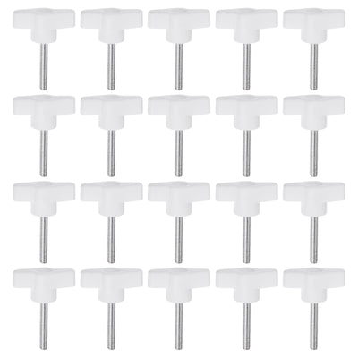 Harfington 20pcs Wing Knobs M5 x 50mm Tee Stud Knob Thumb Screw Hand Clamping Handle White