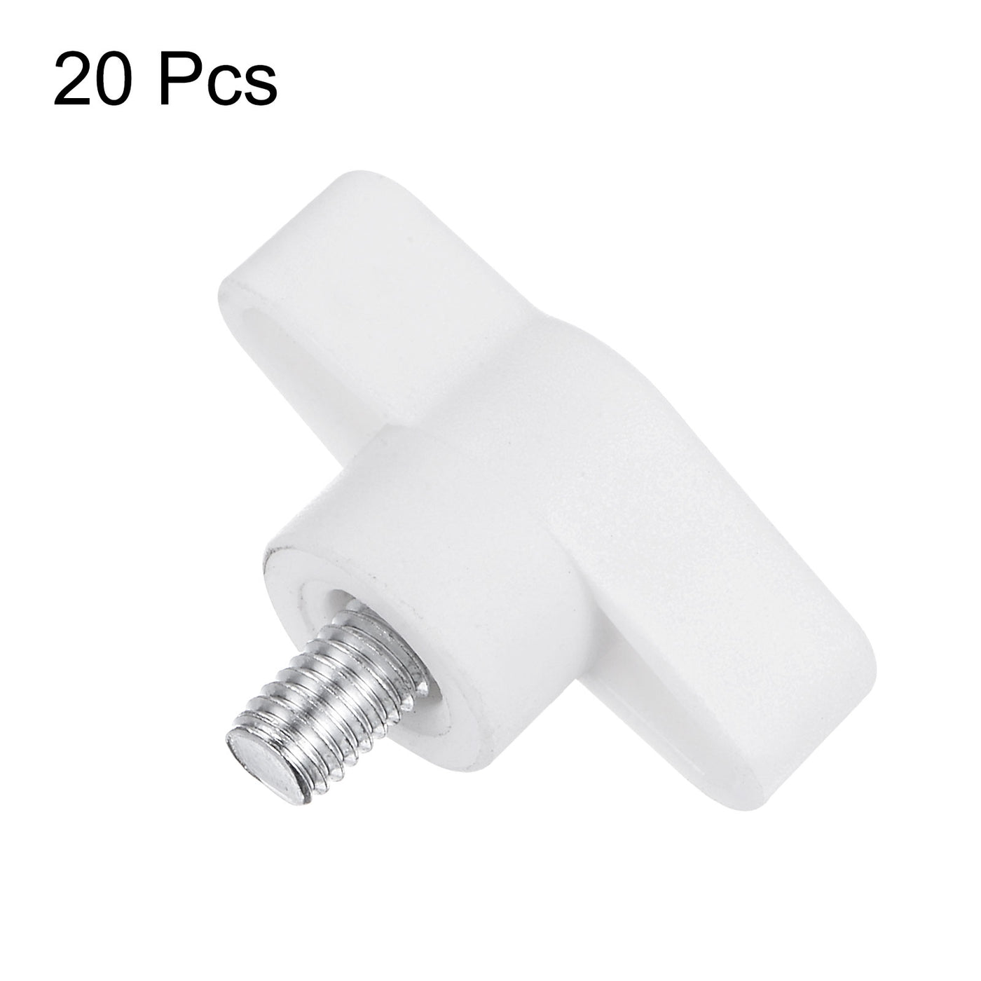 Harfington 20pcs Wing Knobs M6 x 8mm Tee Stud Knob Thumb Screw Hand Clamping Handle White