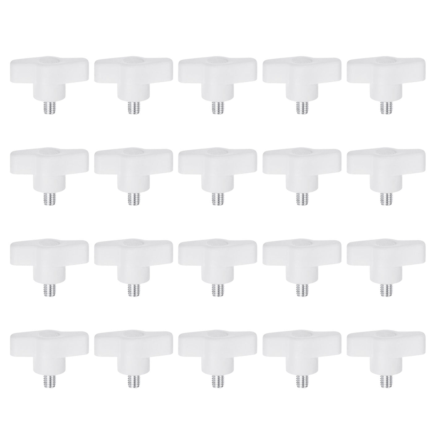 Harfington 20pcs Wing Knobs M6 x 8mm Tee Stud Knob Thumb Screw Hand Clamping Handle White