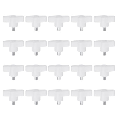 Harfington 20pcs Wing Knobs M6 x 8mm Tee Stud Knob Thumb Screw Hand Clamping Handle White