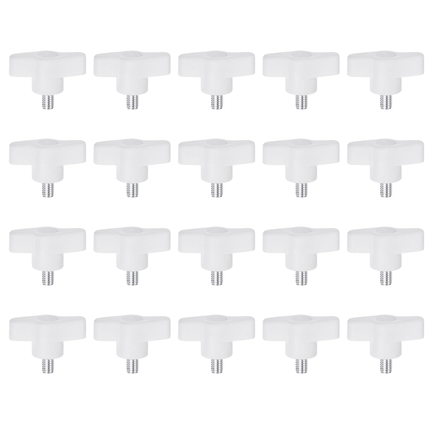 Harfington 20pcs Wing Knobs M6 x 12mm Tee Stud Knob Thumb Screw Hand Clamping Handle White