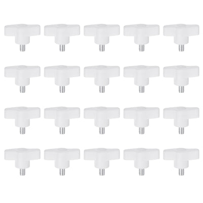 Harfington 20pcs Wing Knobs M6 x 12mm Tee Stud Knob Thumb Screw Hand Clamping Handle White