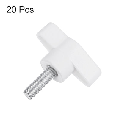 Harfington 20pcs Wing Knobs M6 x 20mm Tee Stud Knob Thumb Screw Hand Clamping Handle White