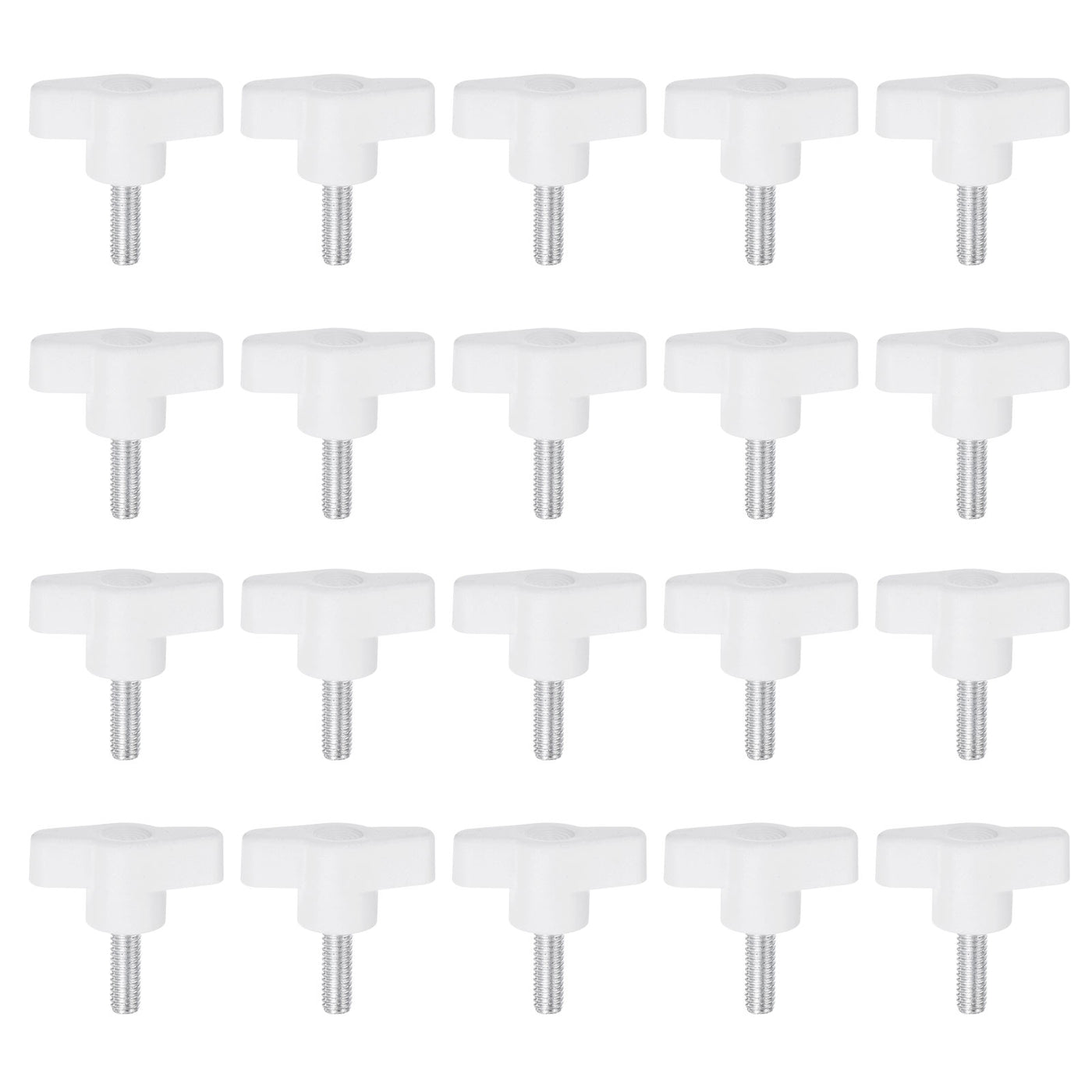 Harfington 20pcs Wing Knobs M6 x 20mm Tee Stud Knob Thumb Screw Hand Clamping Handle White