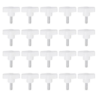 Harfington 20pcs Wing Knobs M6 x 20mm Tee Stud Knob Thumb Screw Hand Clamping Handle White