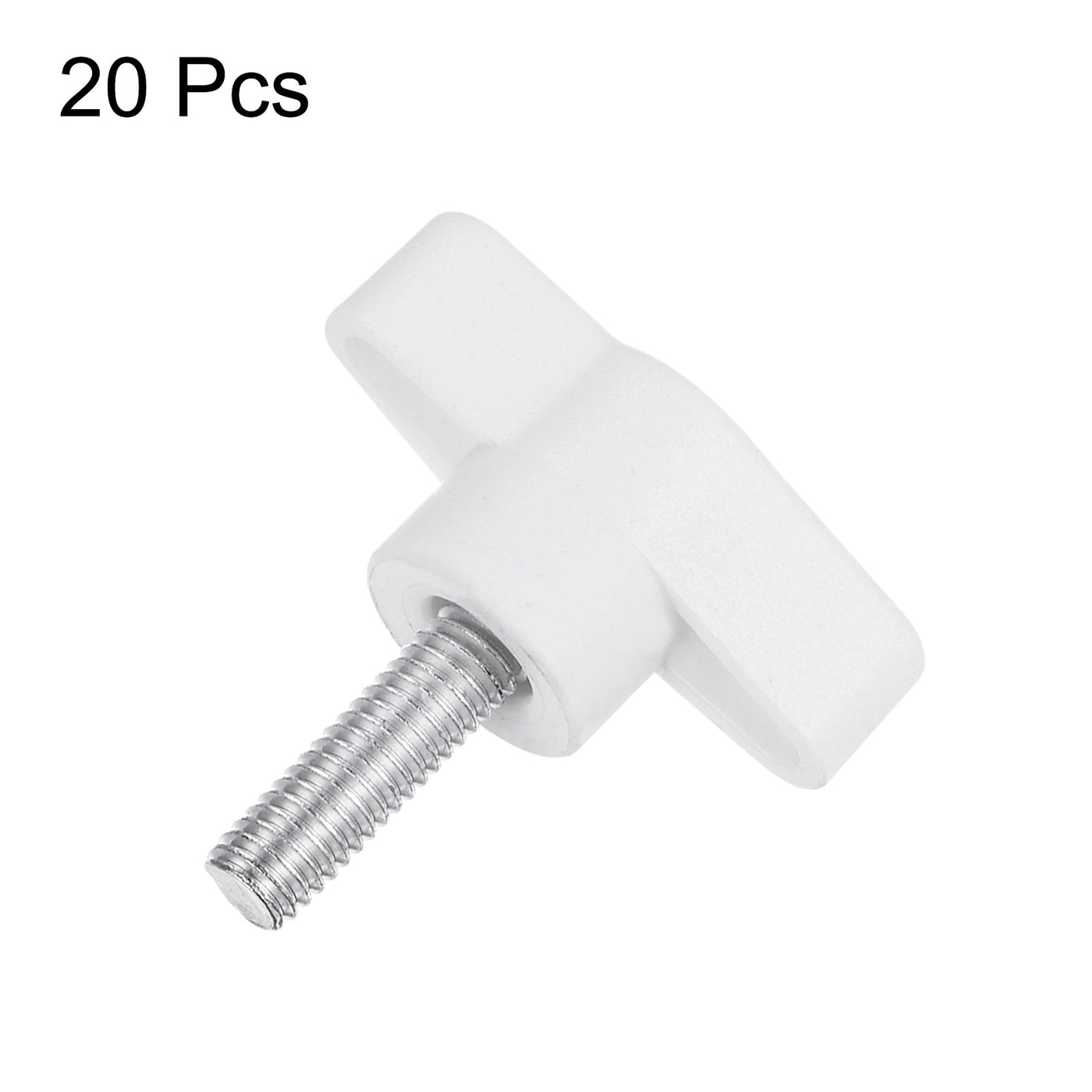 Harfington 20pcs Wing Knobs M6 x 25mm Tee Stud Knob Thumb Screw Hand Clamping Handle White