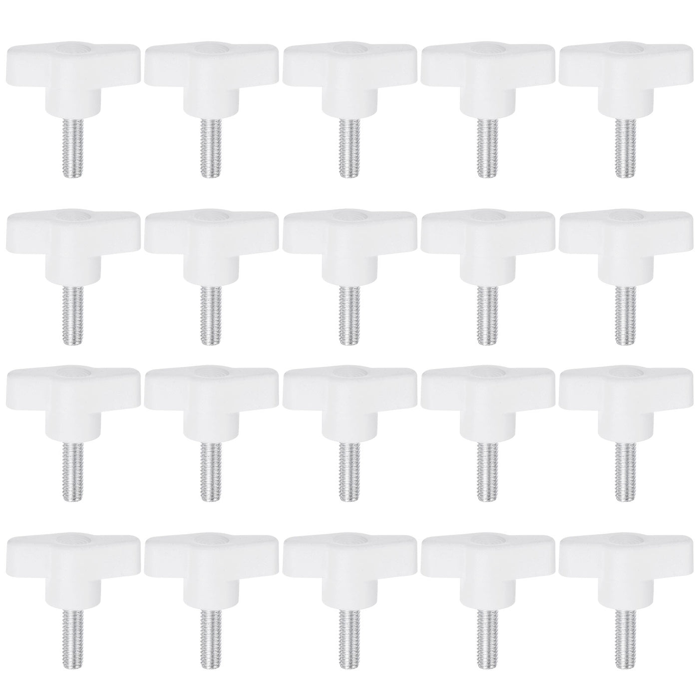 Harfington 20pcs Wing Knobs M6 x 25mm Tee Stud Knob Thumb Screw Hand Clamping Handle White