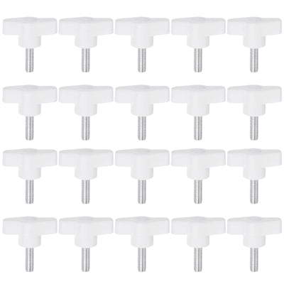 Harfington 20pcs Wing Knobs M6 x 25mm Tee Stud Knob Thumb Screw Hand Clamping Handle White