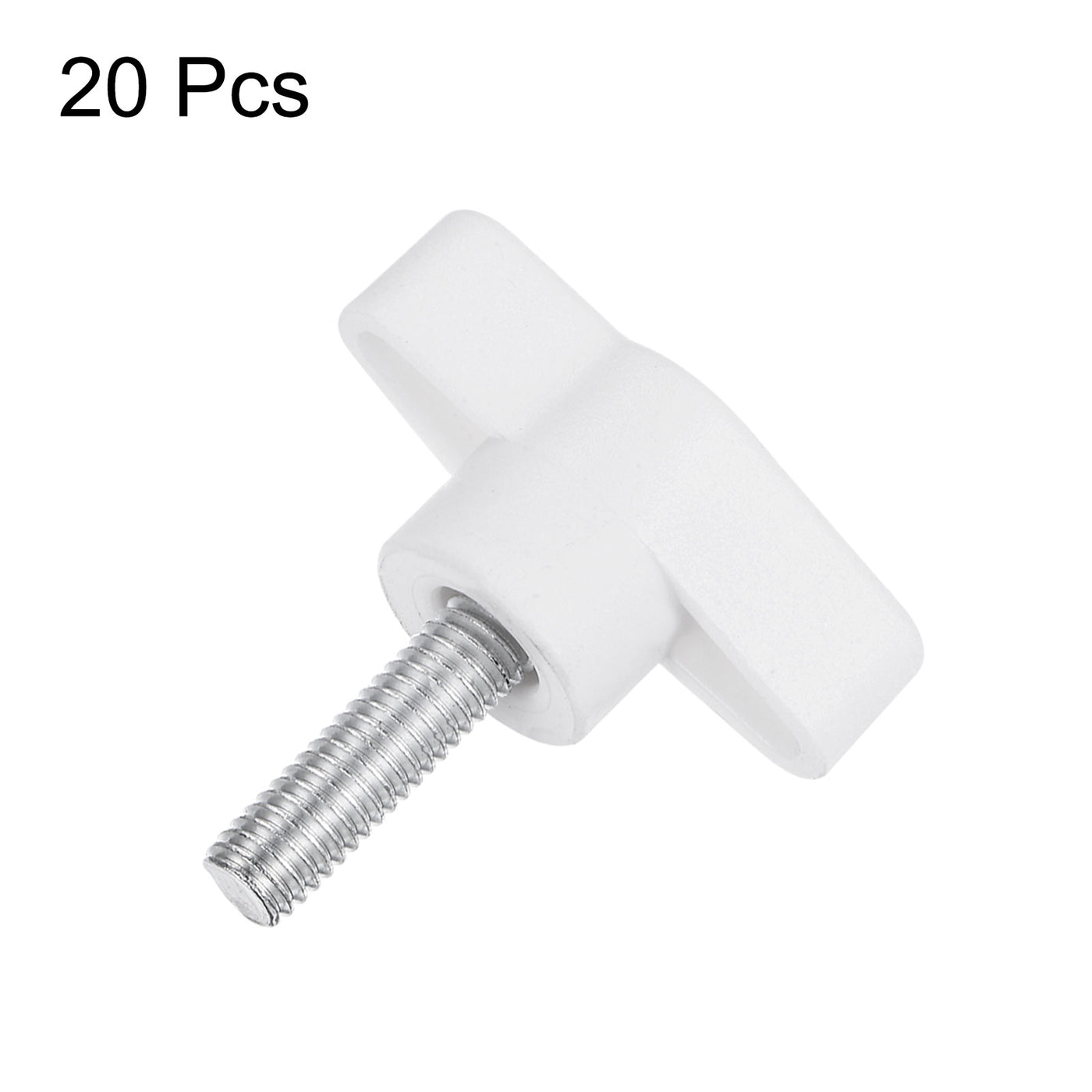 Harfington 20pcs Wing Knobs M6 x 30mm Tee Stud Knob Thumb Screw Hand Clamping Handle White