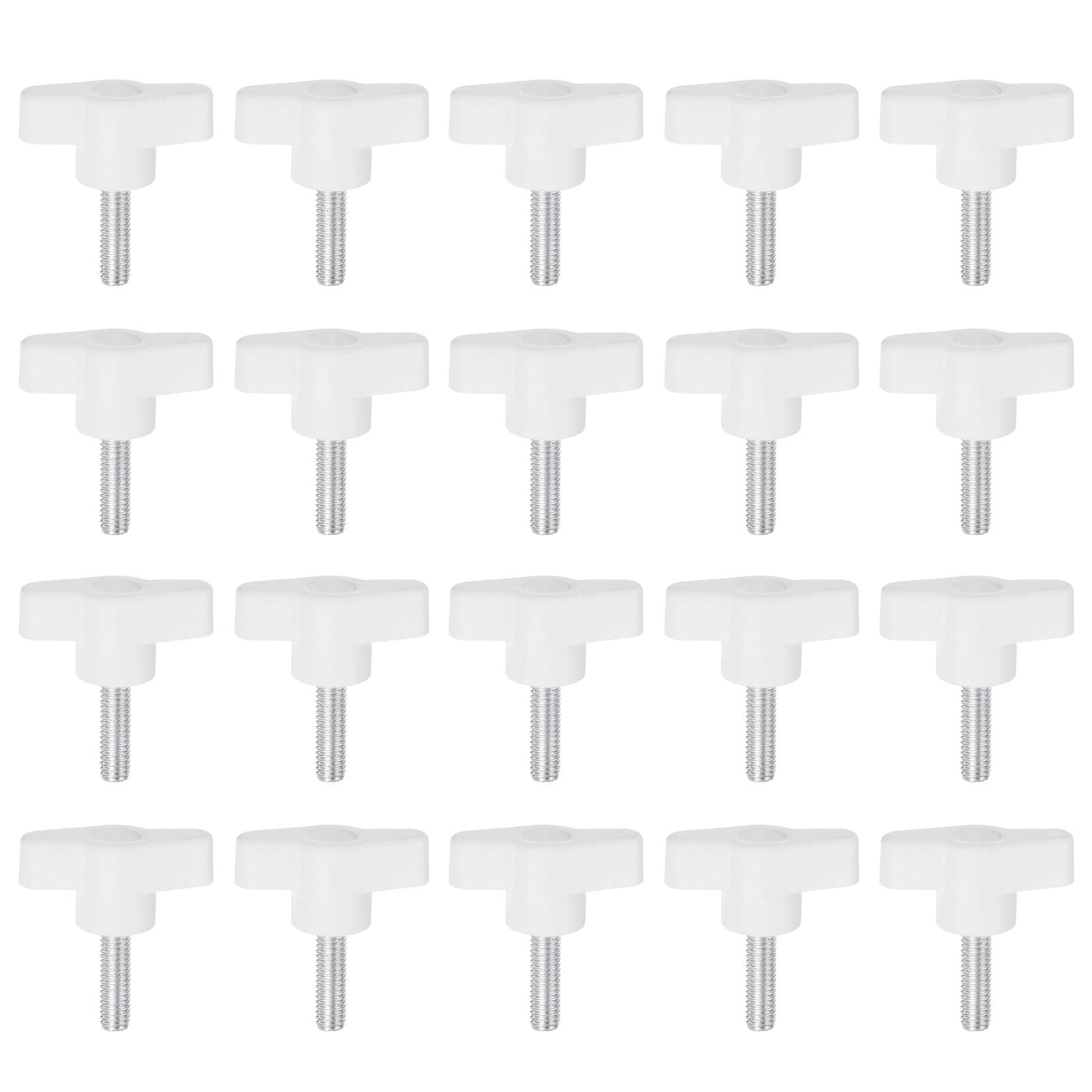 Harfington 20pcs Wing Knobs M6 x 30mm Tee Stud Knob Thumb Screw Hand Clamping Handle White