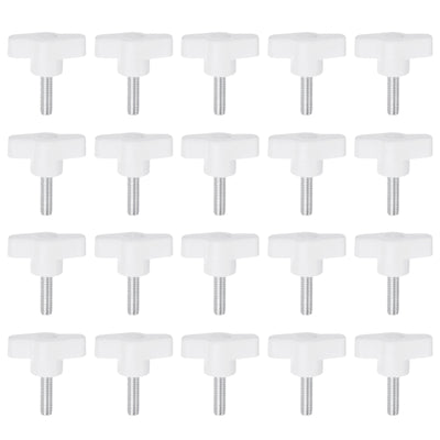 Harfington 20pcs Wing Knobs M6 x 30mm Tee Stud Knob Thumb Screw Hand Clamping Handle White