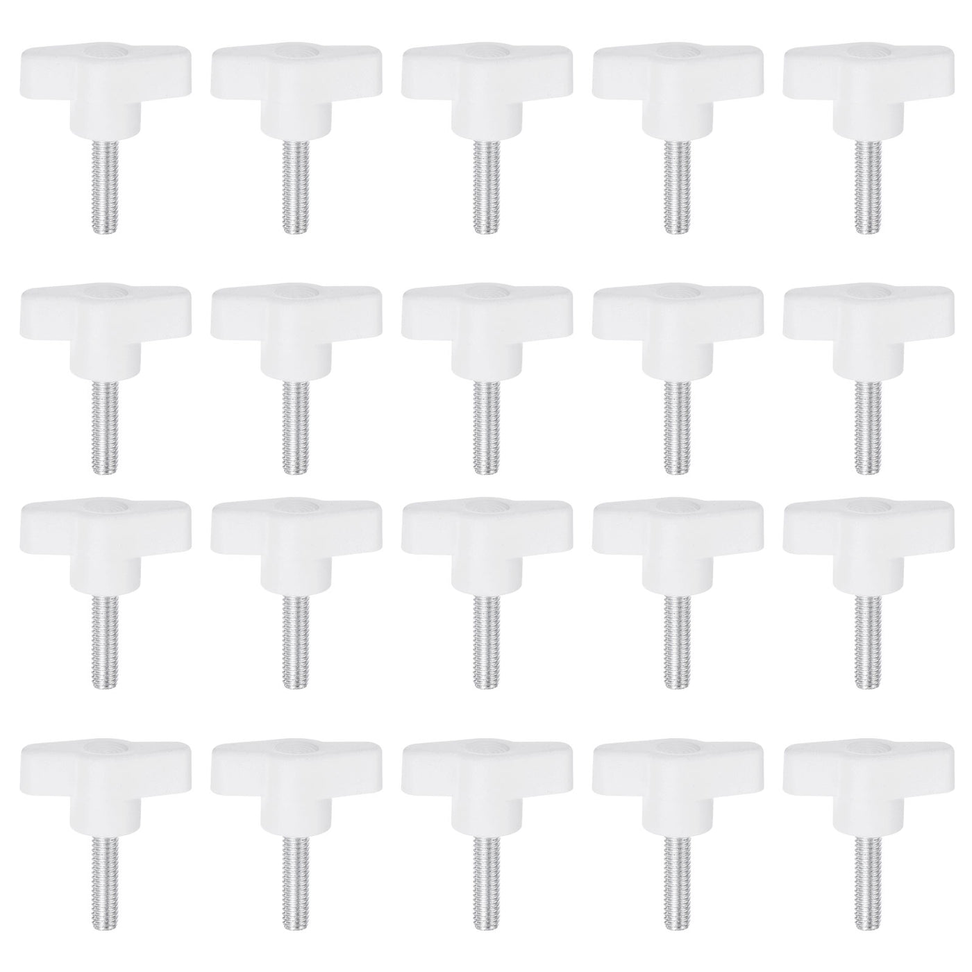 Harfington 20pcs Wing Knobs M6 x 35mm Tee Stud Knob Thumb Screw Hand Clamping Handle White