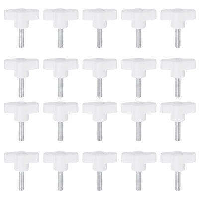 Harfington 20pcs Wing Knobs M6 x 35mm Tee Stud Knob Thumb Screw Hand Clamping Handle White