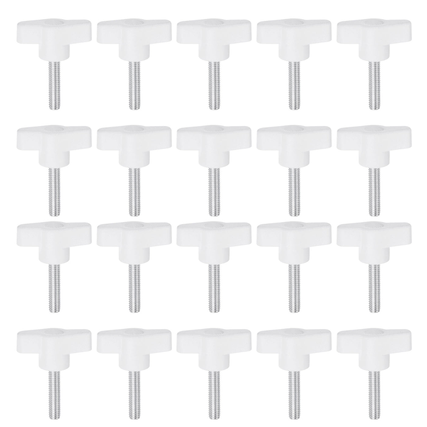 Harfington 20pcs Wing Knobs M6 x 45mm Tee Stud Knob Thumb Screw Hand Clamping Handle White