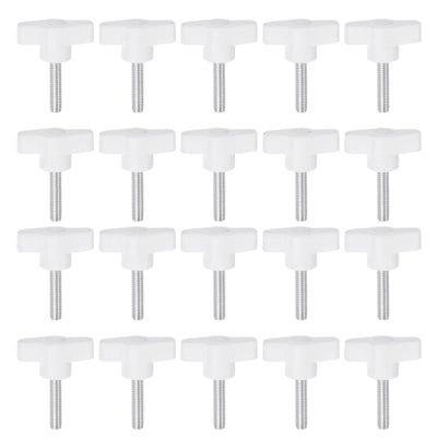 Harfington 20pcs Wing Knobs M6 x 45mm Tee Stud Knob Thumb Screw Hand Clamping Handle White