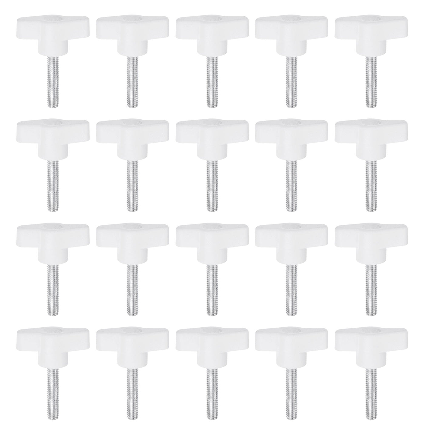 Harfington 20pcs Wing Knobs M6 x 50mm Tee Stud Knob Thumb Screw Hand Clamping Handle White