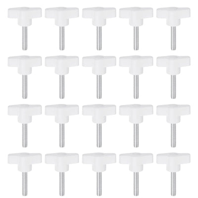 Harfington 20pcs Wing Knobs M6 x 50mm Tee Stud Knob Thumb Screw Hand Clamping Handle White