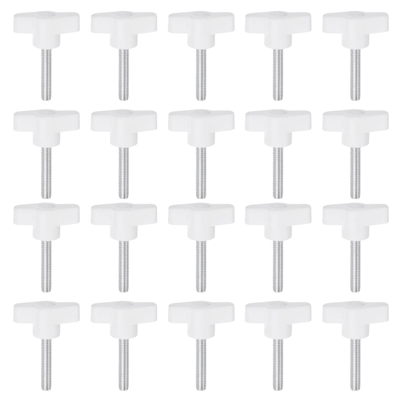 Harfington 20pcs Wing Knobs M6 x 55mm Tee Stud Knob Thumb Screw Hand Clamping Handle White