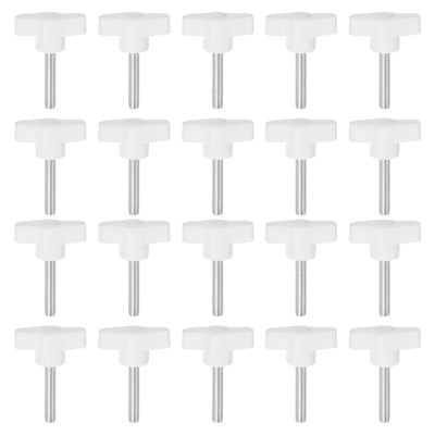 Harfington 20pcs Wing Knobs M6 x 55mm Tee Stud Knob Thumb Screw Hand Clamping Handle White