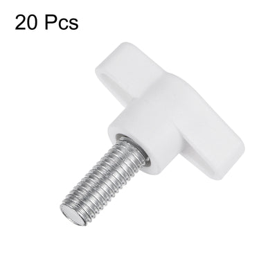 Harfington 20pcs Wing Knobs M8 x 12mm Tee Stud Knob Thumb Screw Hand Clamping Handle White