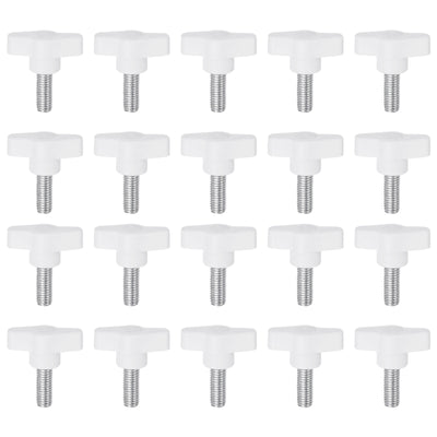 Harfington 20pcs Wing Knobs M8 x 12mm Tee Stud Knob Thumb Screw Hand Clamping Handle White