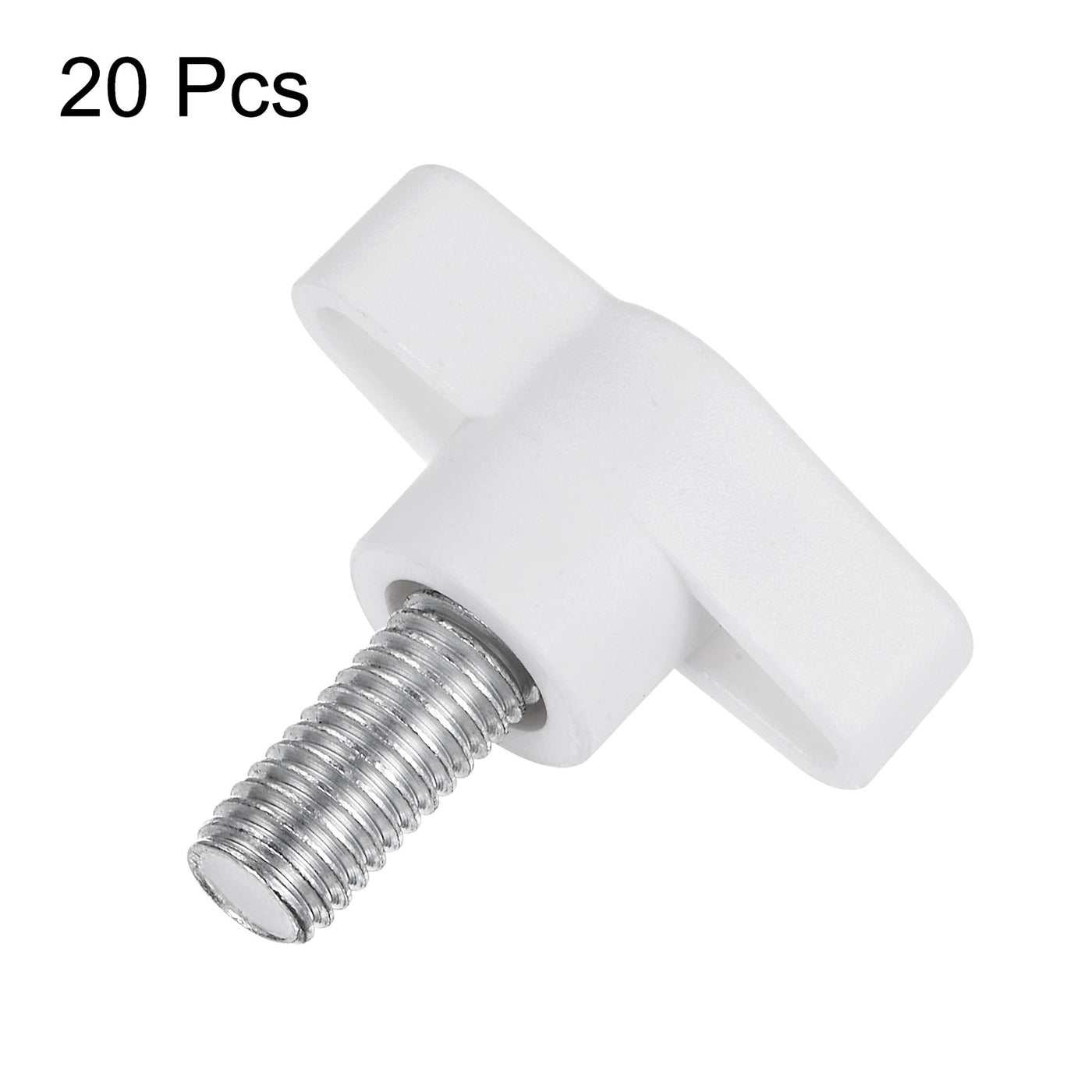 Harfington 20pcs Wing Knobs M8 x 16mm Tee Stud Knob Thumb Screw Hand Clamping Handle White